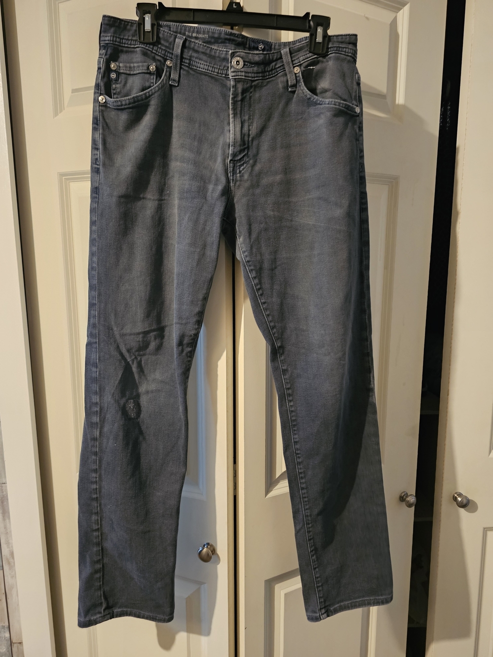 Ag Adriano Goldschmied Men's Straight Jeans in Faded Black